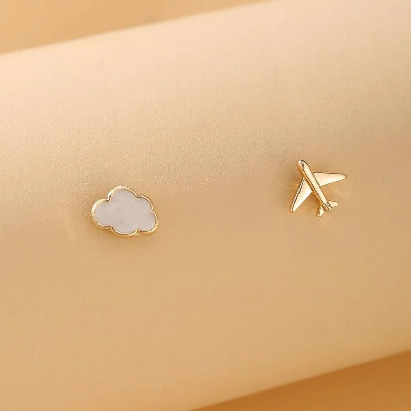 Wholesale Cloud Drip Oil White Alloy Ear Studs