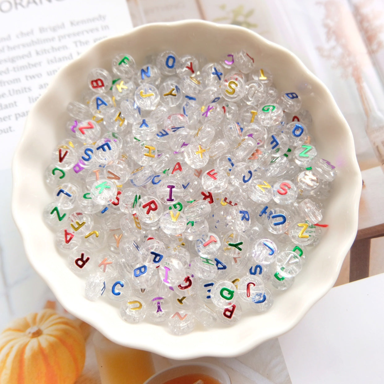 Wholesale 100PCS/Pack Transparent Alphabet Beads DIY Accessories Acrylic Beads 4×7MM