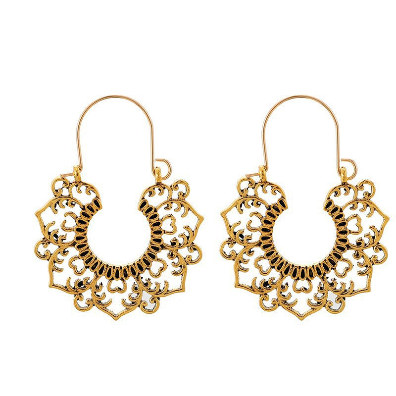 Wholesale Vintage Statemente Flower Heart Alloy Earrings