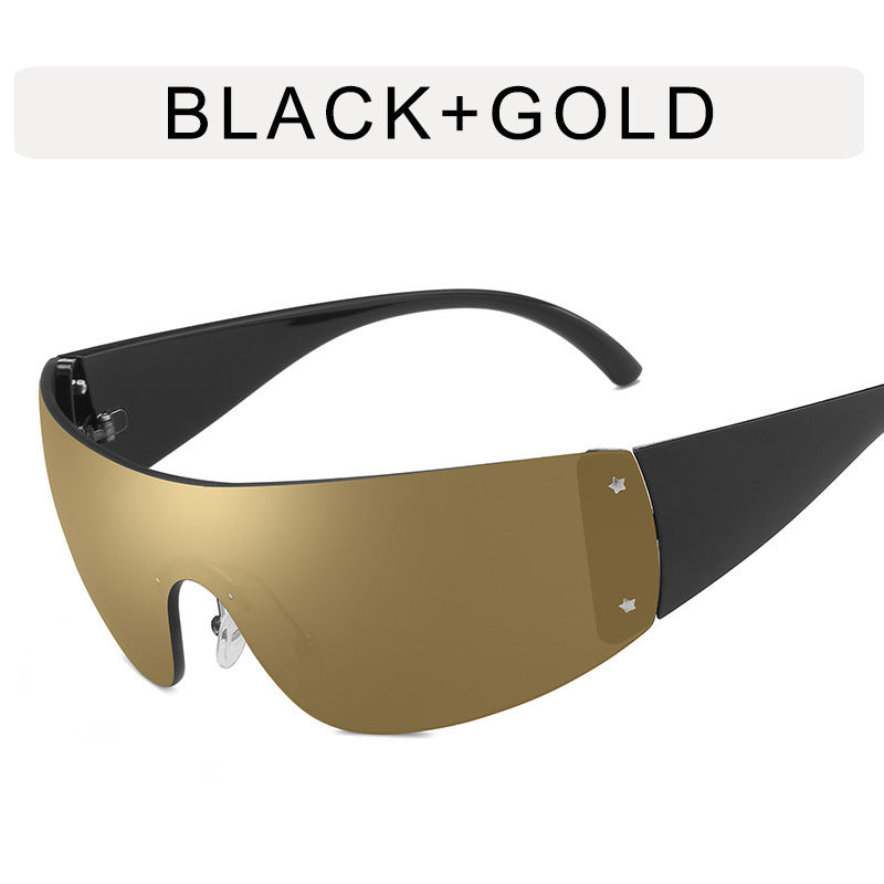 Wholesale Frameless One-Piece Sports Cut Edge PC Women's Sunglasses