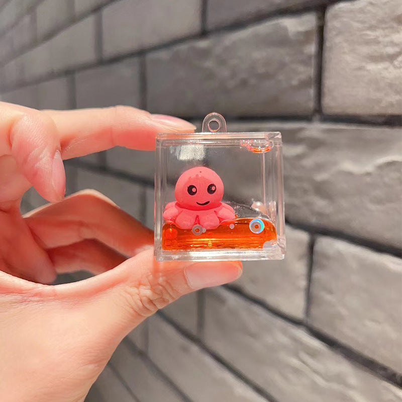 Wholesale Acrylic Octopus Into Oil Quicksand Creative Key Chain