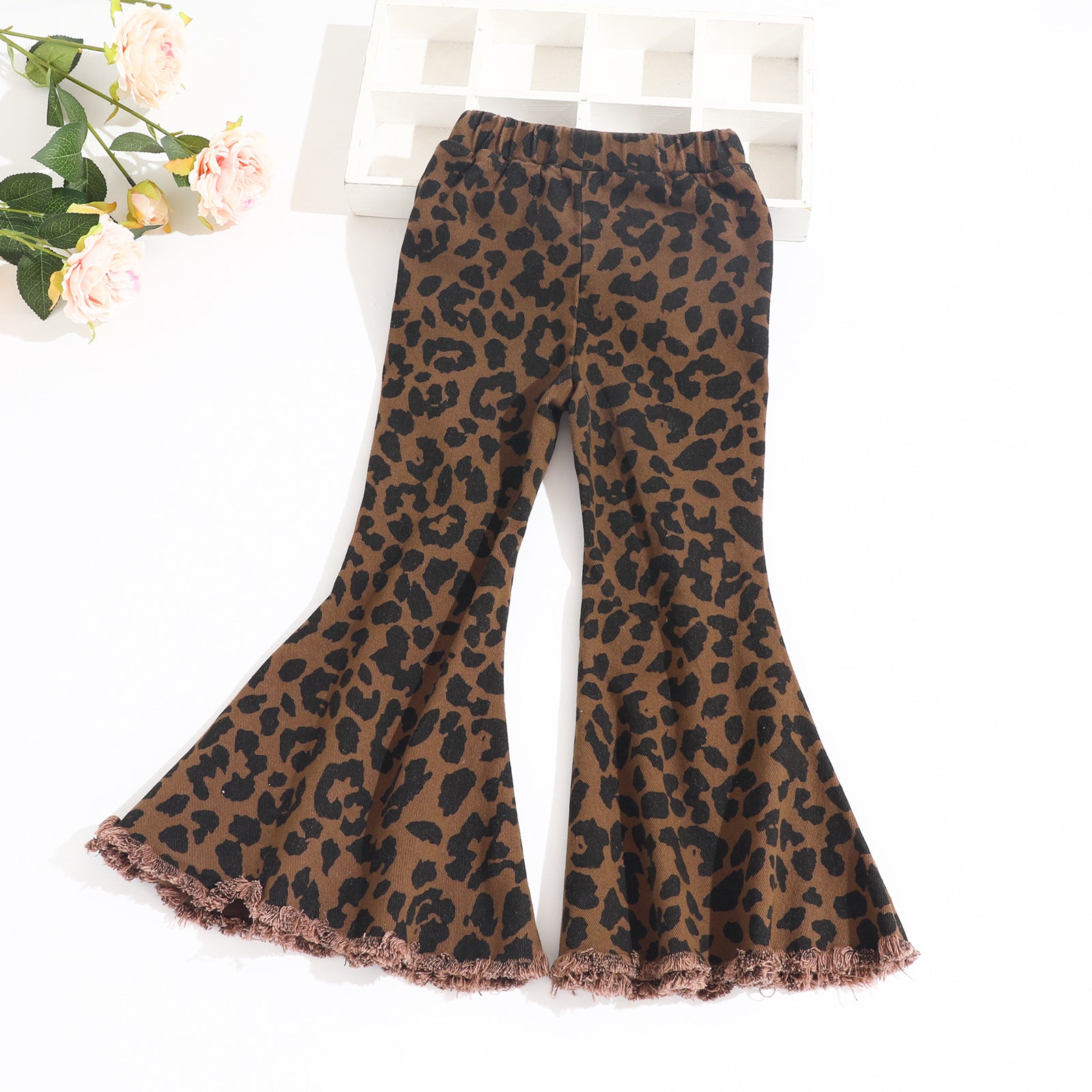 Wholesale Children's Hole Leopard Print Cotton Bell Bottoms