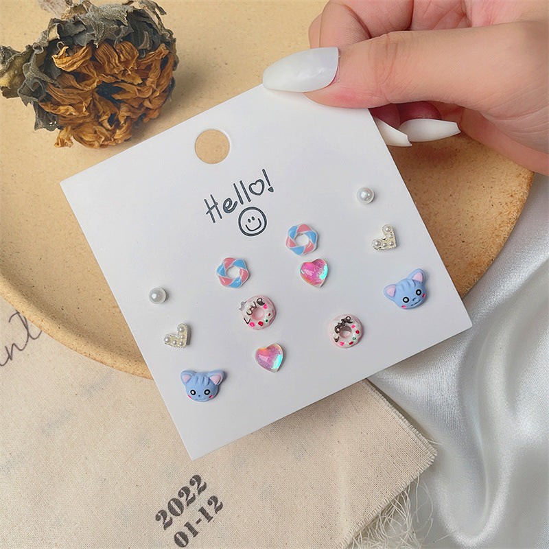 Wholesale Pearl One Week Stud Earring Set Alloy Earrings