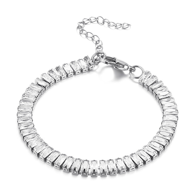 Brazalete de acero inoxidable de circón cuadrado al por mayor