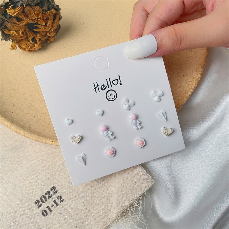 Wholesale Pearl One Week Stud Earring Set Alloy Earrings