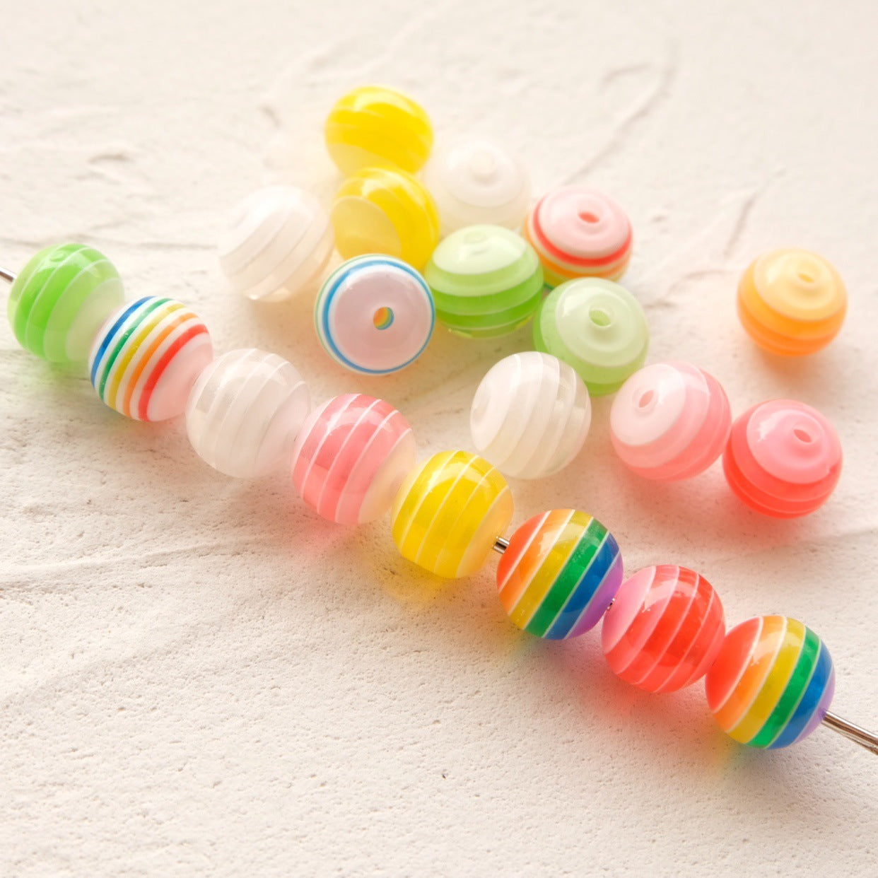 Wholesale 20PCS/Pack 12MM Color Stripe Resin DIY Jewelry Accessories Beads