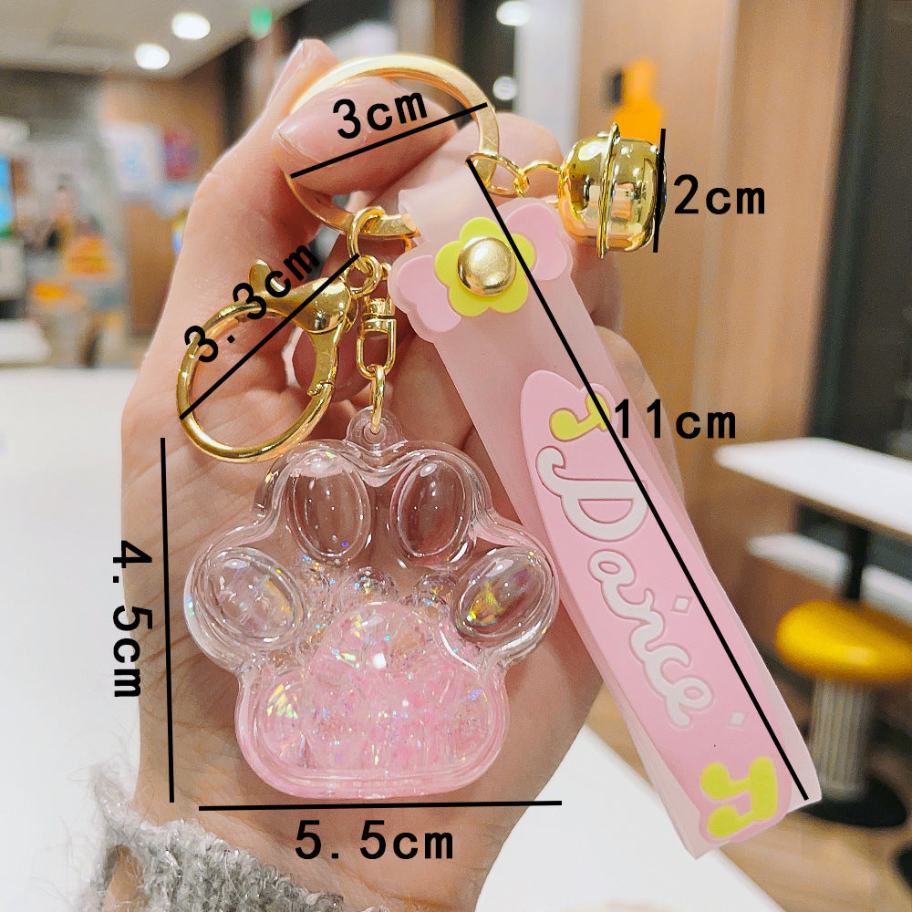 Wholesale Creative Acrylic Oil Bubble Bead Quicksand Cat Claw Creative Keychain