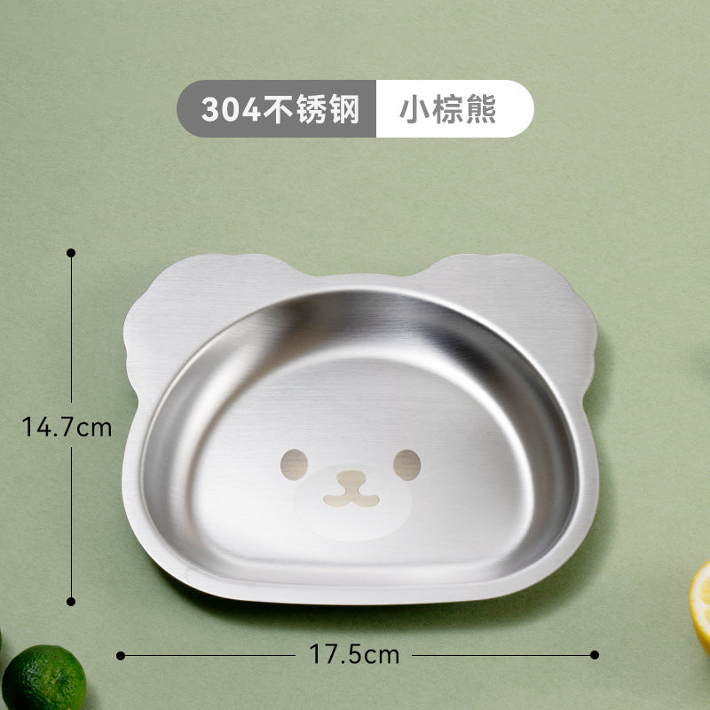 Wholesale Stainless Steel Children's Cartoon Animal Dinner Plate