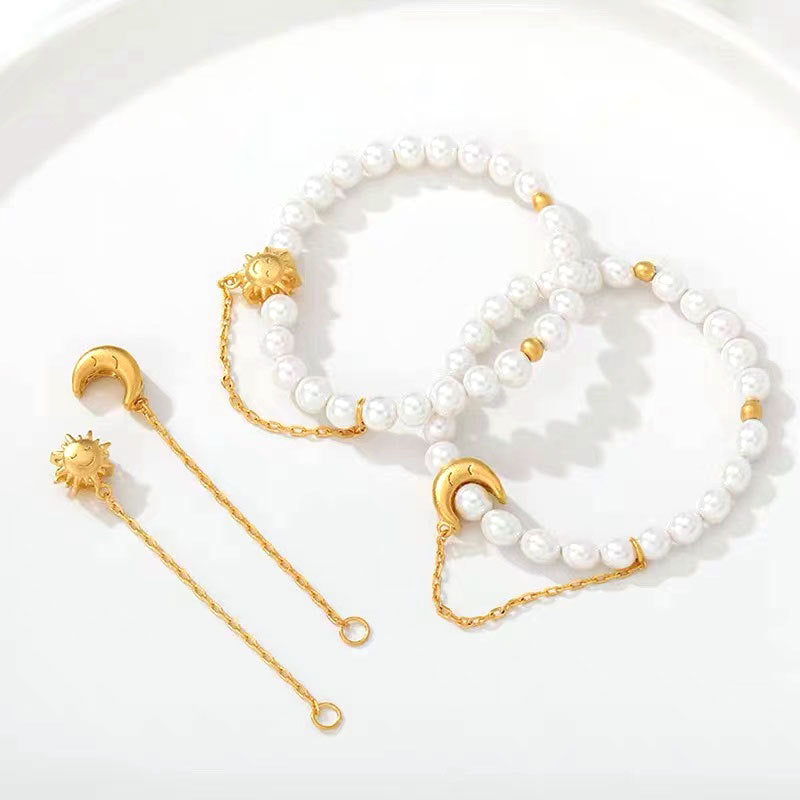 Wholesale Moon Sun Alloy Bracelet Sand Gold Spacer Bead Accessories