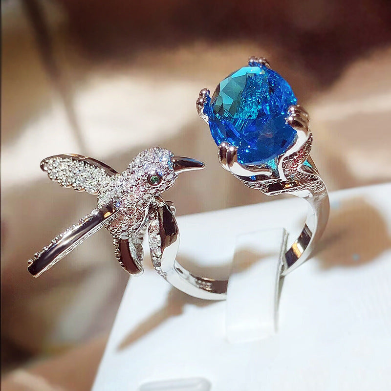 Wholesale Adjustable Copper Hummingbird Color Treasure Rings