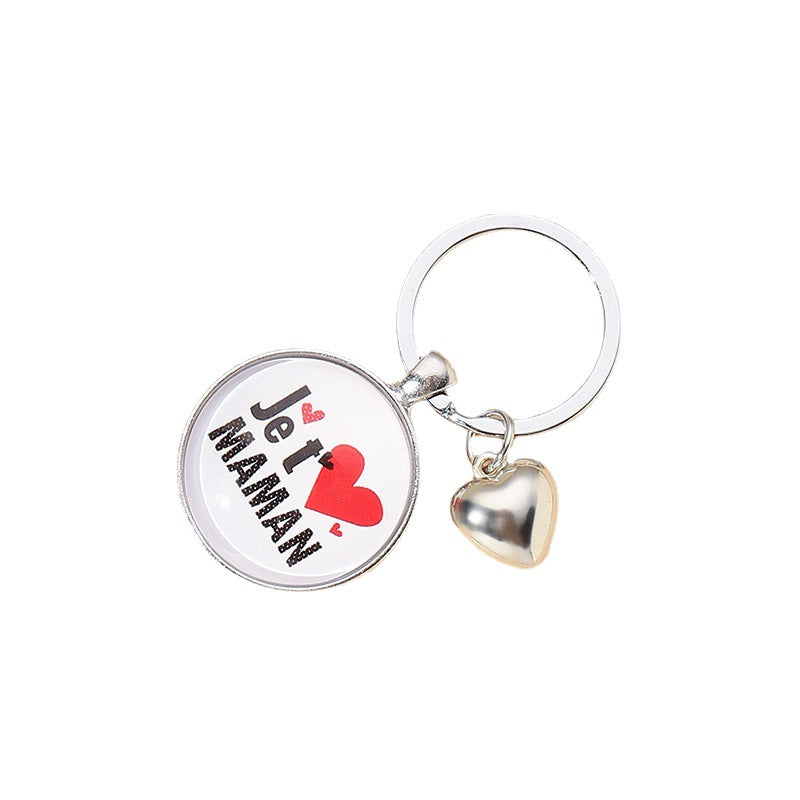 Wholesale Glass Mother's Day Love Time Stone Keychain