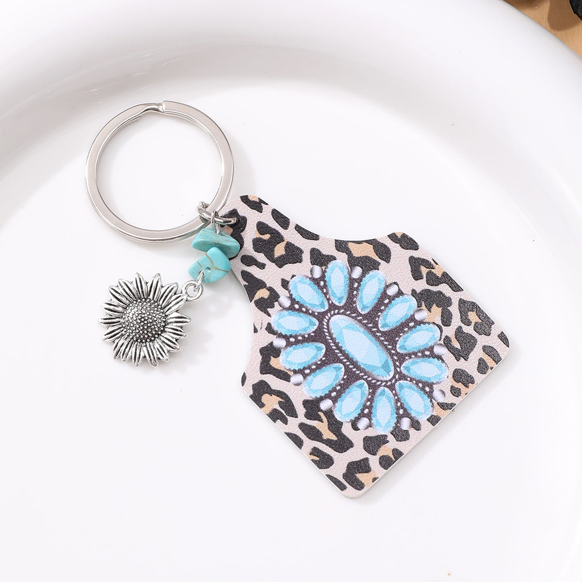 Llavero De Cuero De Leopardo De Vaquero Occidental al por mayor