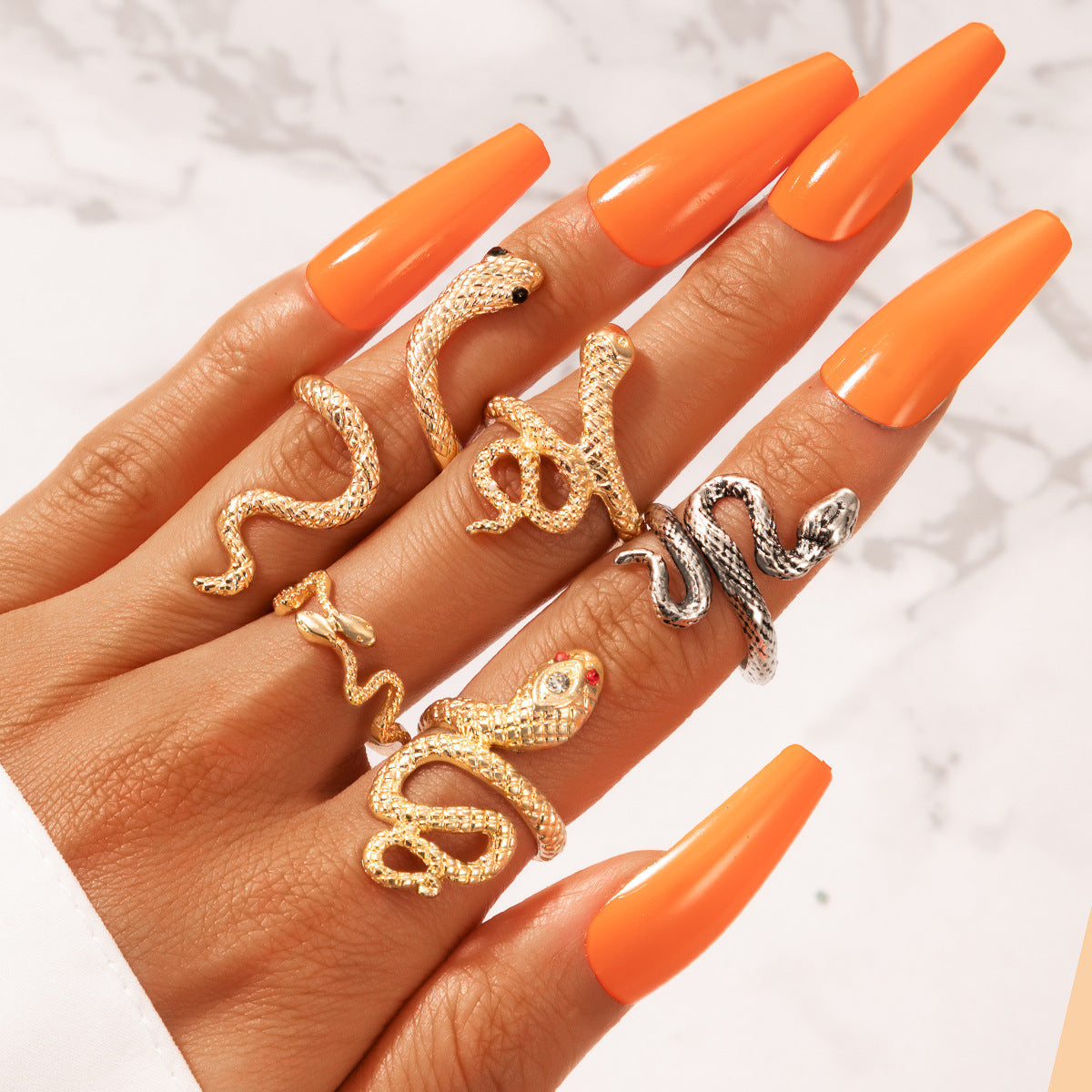 Wholesale Punk Snake Vintage Four-Piece Set Alloy Ring