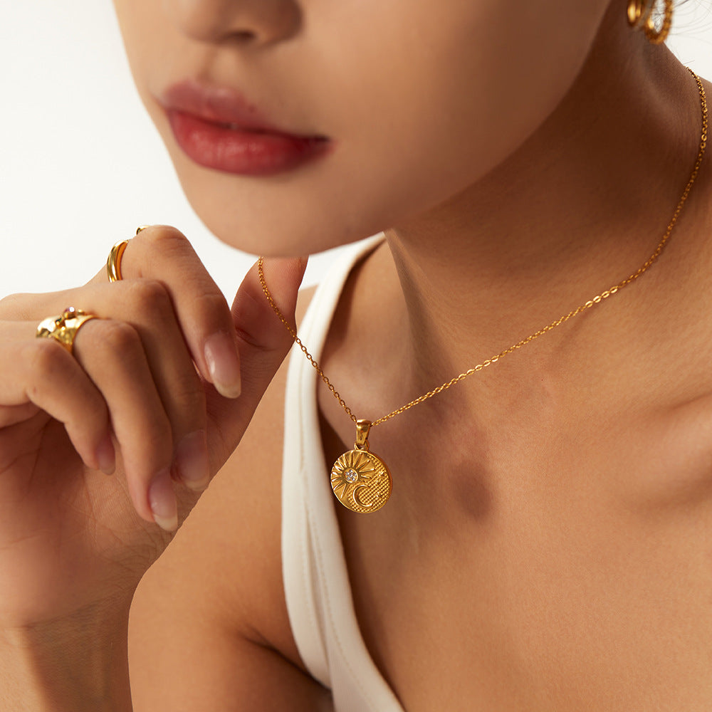 Wholesale Stainless Steel Gold Plated Coin Medal Necklace