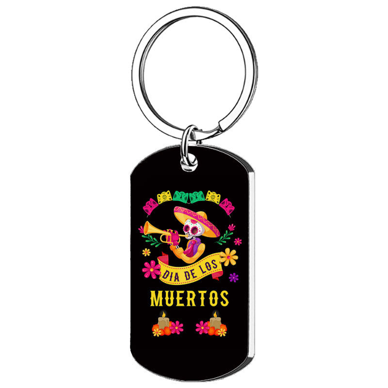 Wholesale New Mariachia Mexico Day of the Dead Stainless Steel Keychain