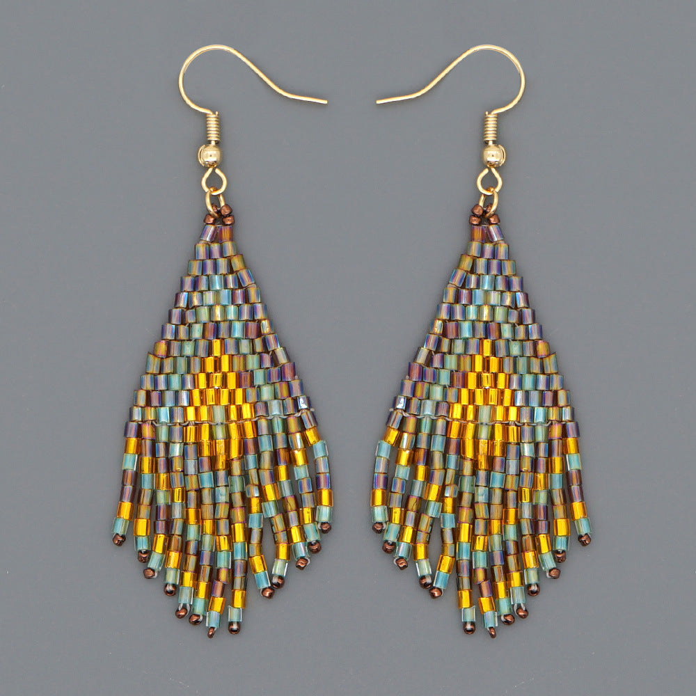 Wholesale Bohemian Tassels Glass Beads Earrings
