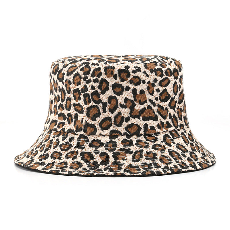 Sombrero de pescador de leopardo de doble cara de lona al por mayor