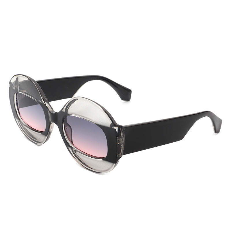 Wholesale Round Frame Contrast Color Sunglasses AC