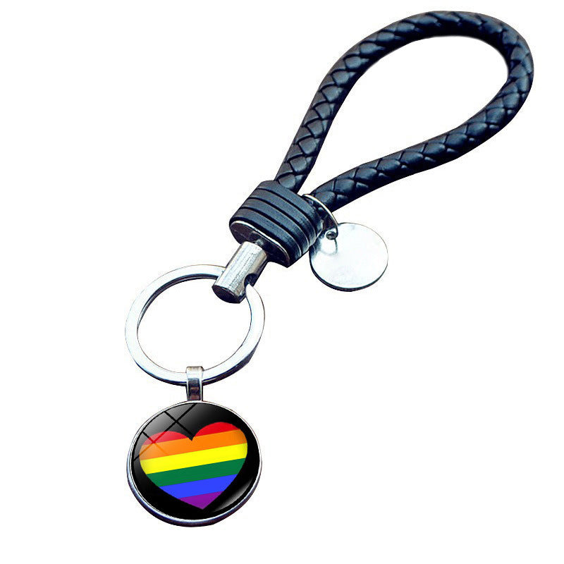 Venta al por mayor llavero gay de la bandera del arco iris de la aleación del cinc