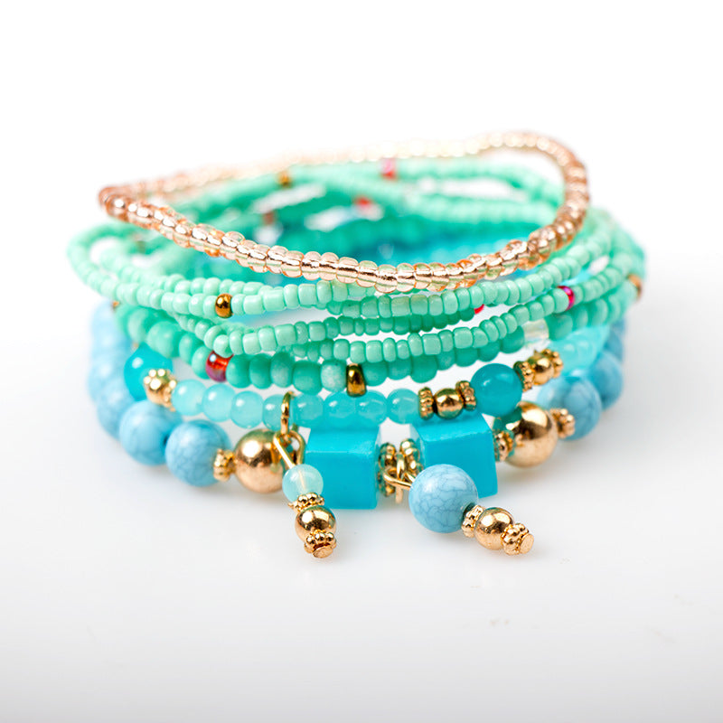 Wholesale Bohemian Turquoise Beads Layered Bracelet Set