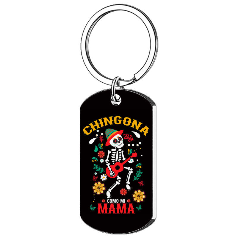 Wholesale New Mariachia Mexico Day of the Dead Stainless Steel Keychain