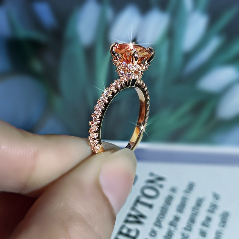 Wholesale Copper Plated Rose Gold Zircon Rings