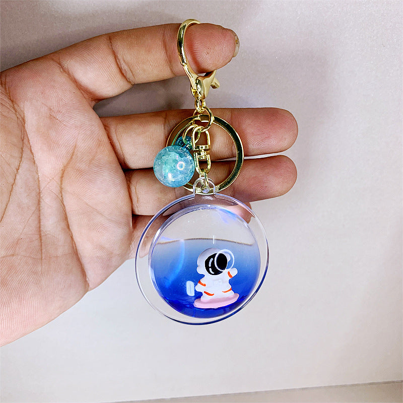 Wholesale Acrylic Oil-filled Floating Space Astronaut Creative Key Chain