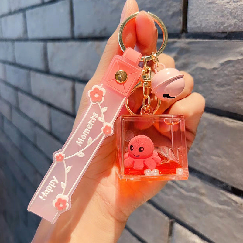 Wholesale Acrylic Octopus Into Oil Quicksand Creative Key Chain