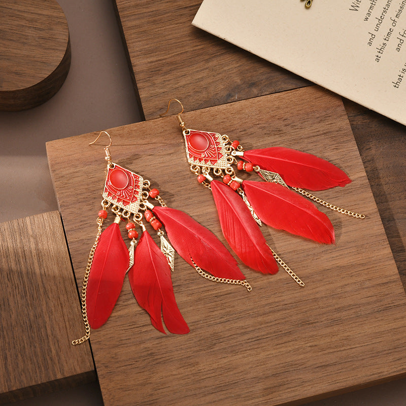 Wholesale Vintage Feathers Alloy Earrings