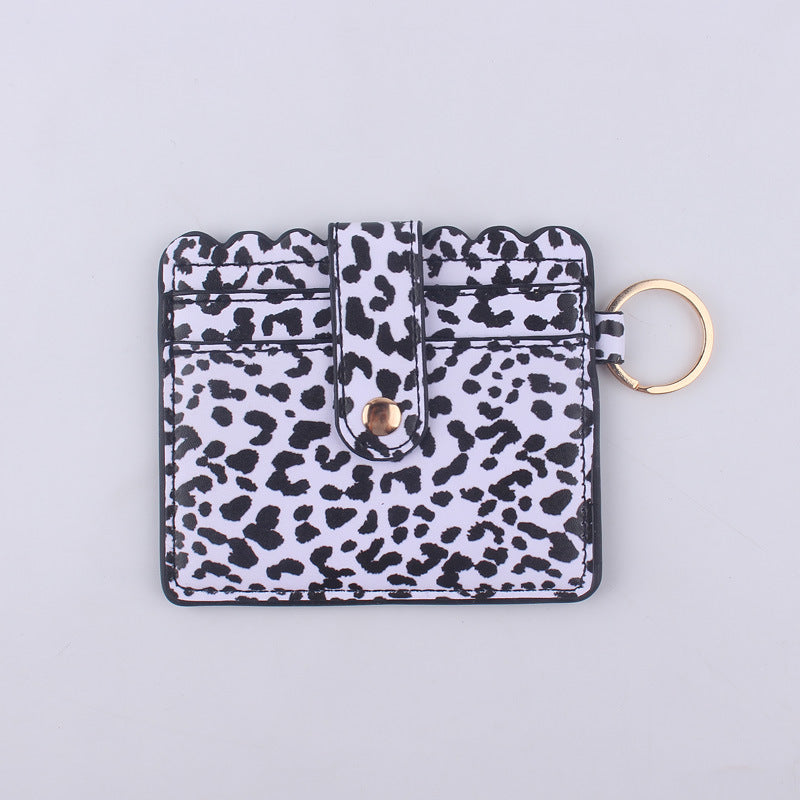 Wholesale Leopard Print Cow Print ID Case PU Leather Card Holder Keychain Coin Purse