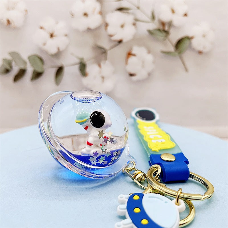 Wholesale Acrylic Oil-filled Floating Space Astronaut Creative Key Chain