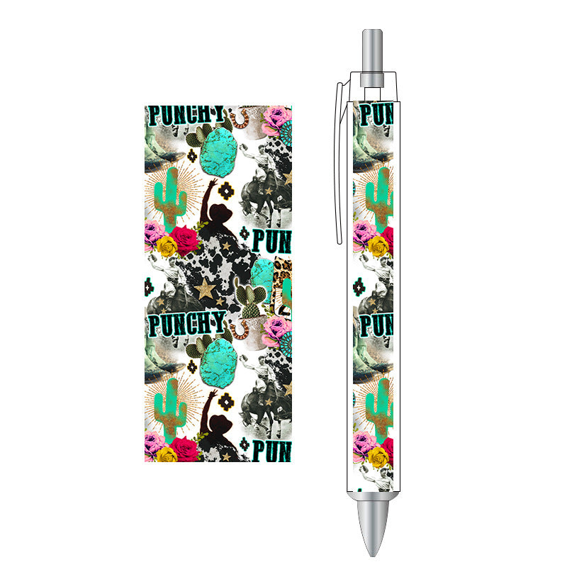 Wholesale Western Style Sunflower Plastic Printed Ballpoint Pen 100PCS