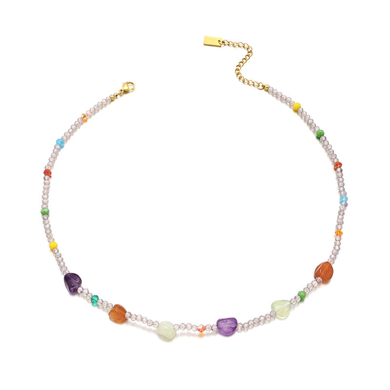 Wholesale Titanium Steel Crystal Beads Necklaces