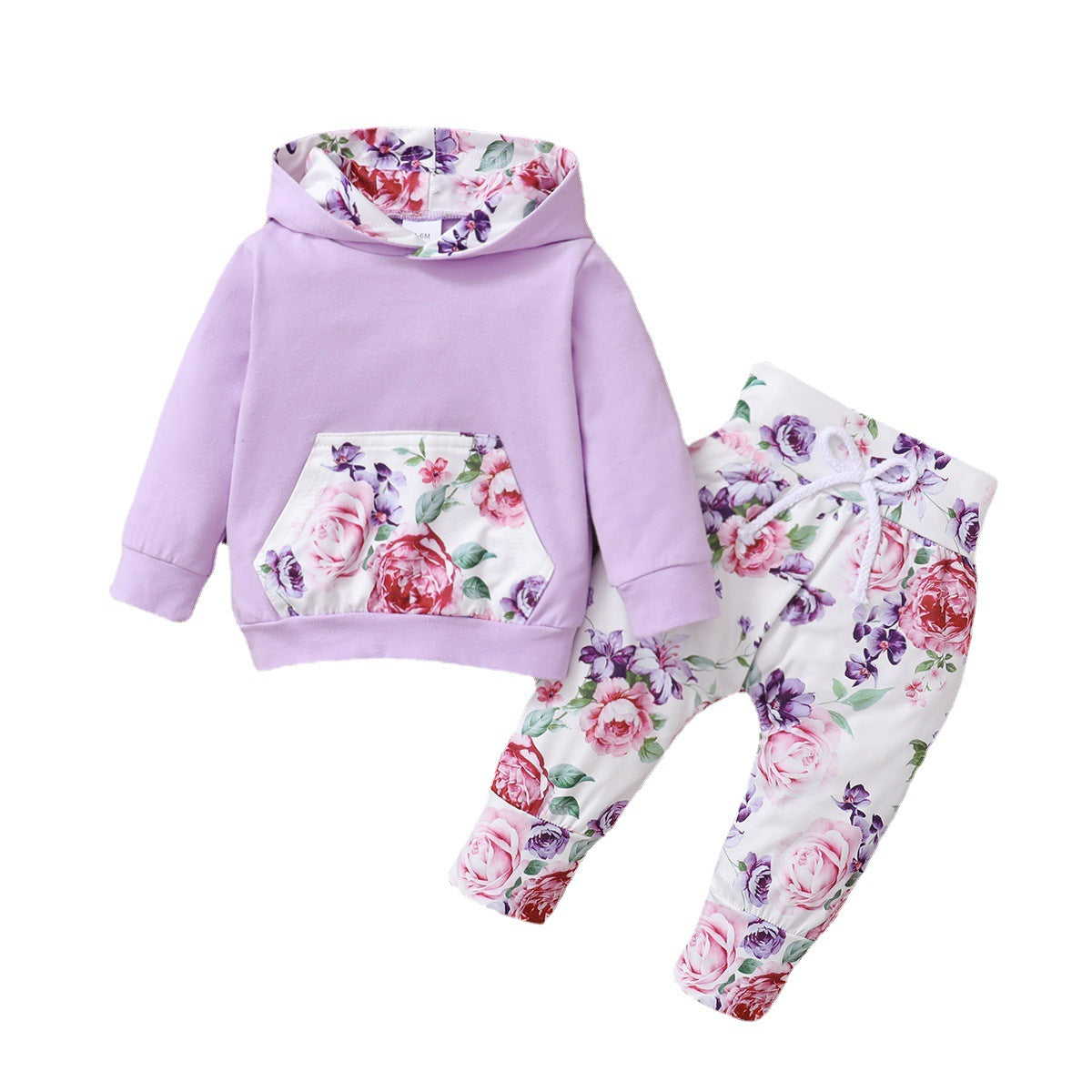 Wholesale Autumn and Winter Cotton Floral Print Hoodie Long Sleeve Hoodie Trousers Three-piece Set