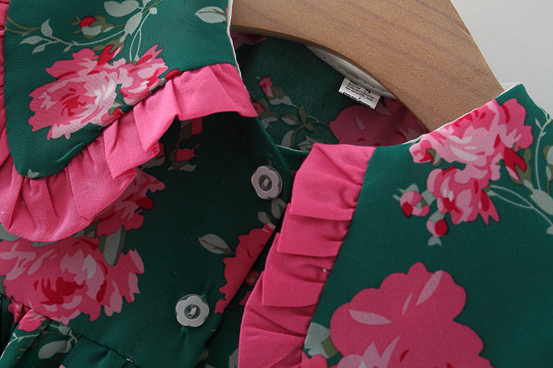 Wholesale 2023 Girls Summer Puff Sleeve Printed Dress