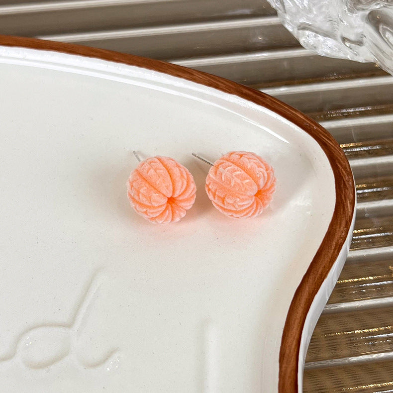 Wholesale Flocked Fruit Stud Earrings