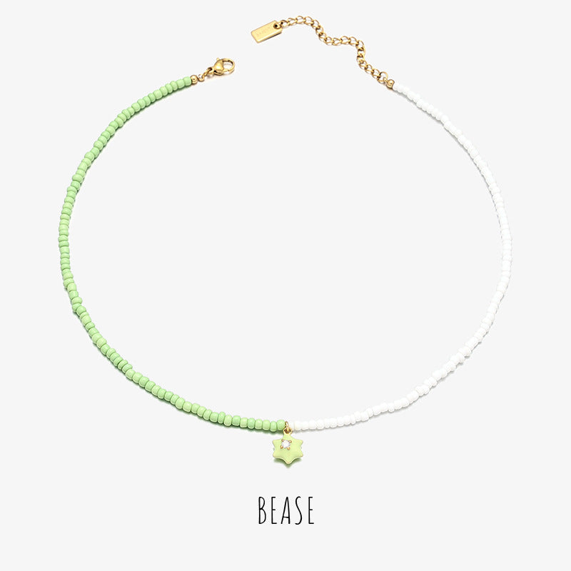 Wholesale Titanium Steel Micropaved 3D Star Necklaces