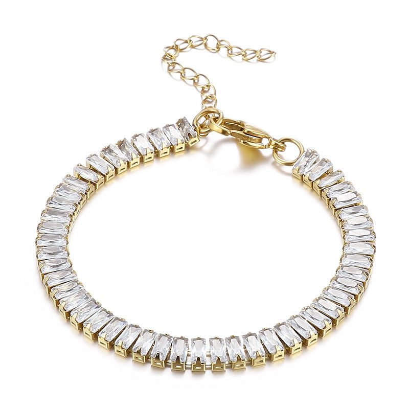 Brazalete de acero inoxidable de circón cuadrado al por mayor