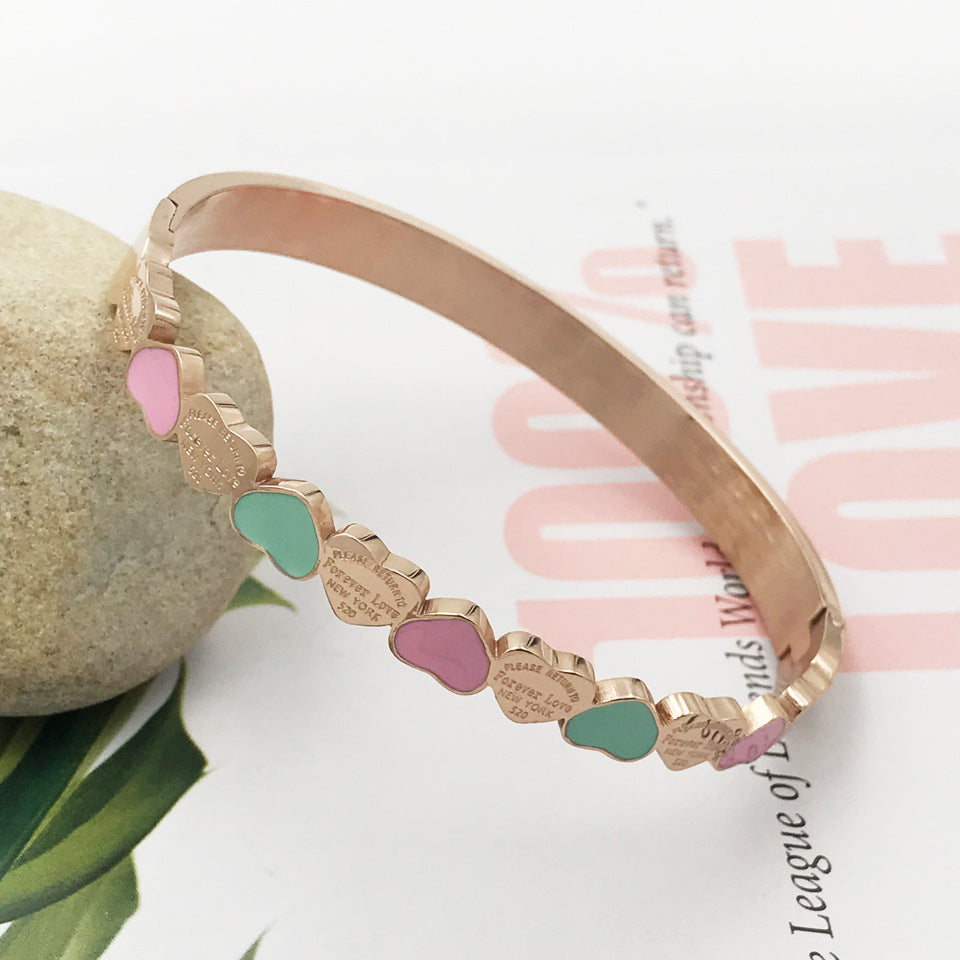 Pulsera chapada en oro de acero inoxidable con corazón de 3 colores al por mayor