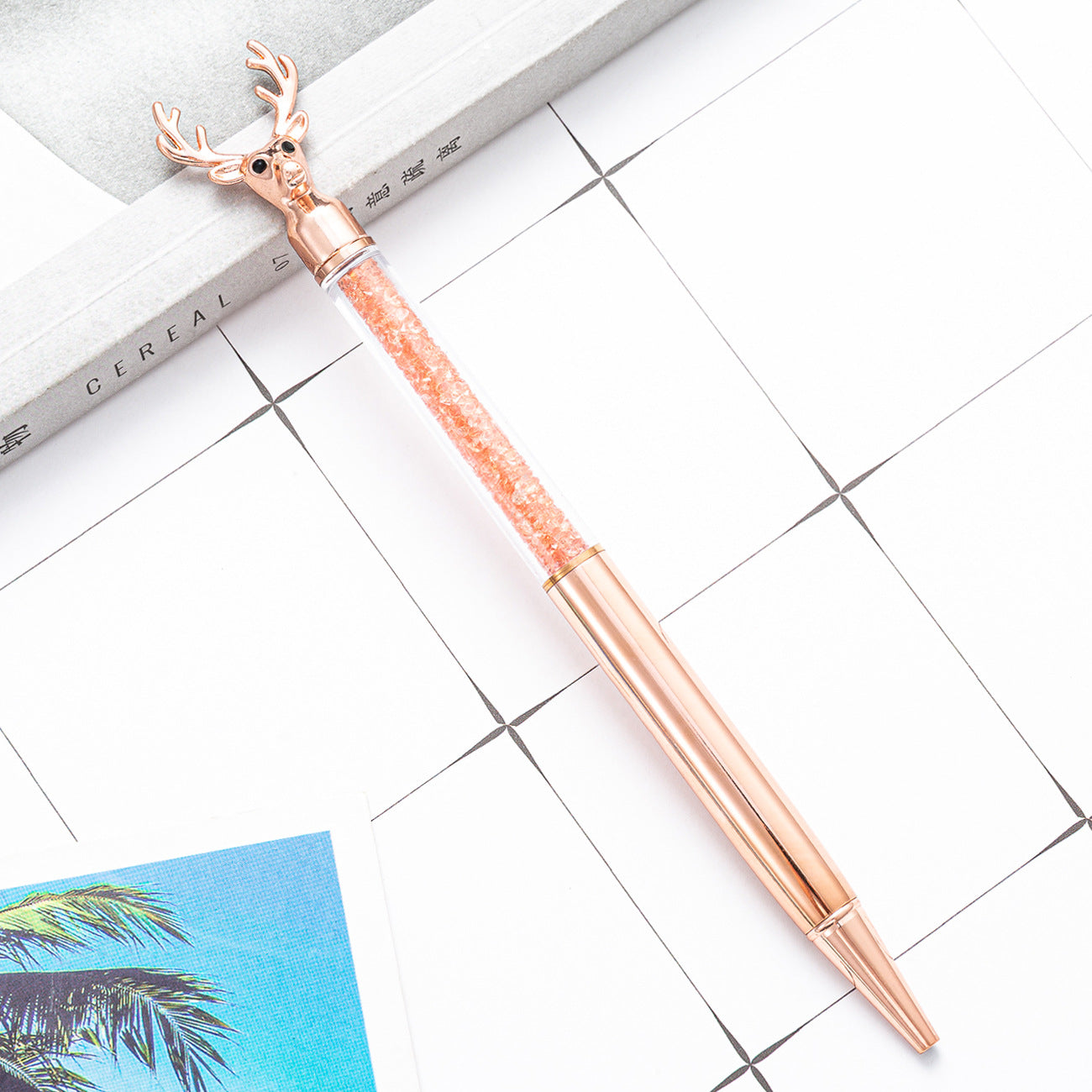 Wholesale Metal Deer Head Crystal Pen Reindeer Shape Rhinestone Ballpoint Pen