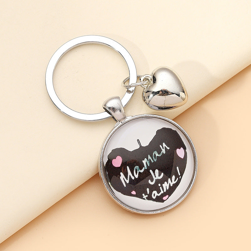 Wholesale Glass Mother's Day Love Time Stone Keychain