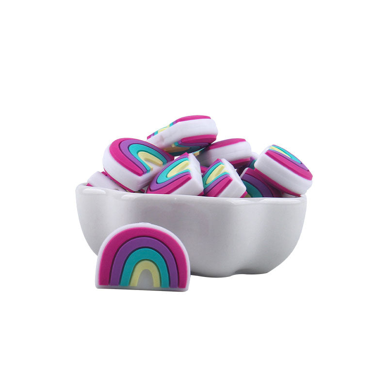 Wholesale 3PCS 2.5CM Rainbow Silicone Beads