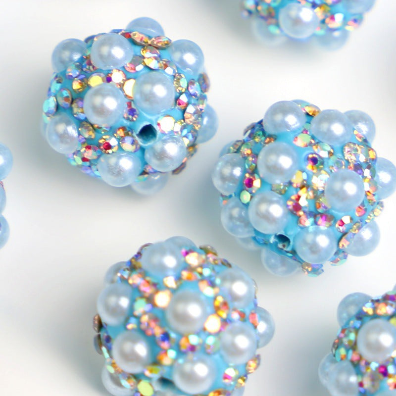 Wholesale 10pcs Pearl Full Diamond Ceramic Mud Through Hole Beads