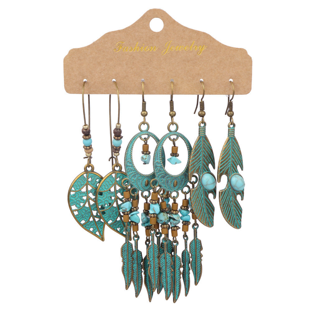 Wholesale Bohemian Vintage Three Pair Alloy Earrings