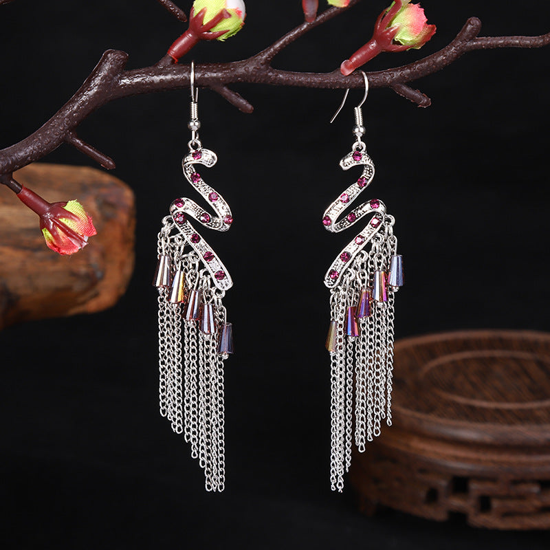 Wholesale Vintage Snake Long Alloy Earrings