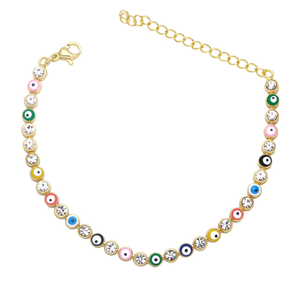 Pulsera de aleación de ojo de diablo de aceite de oro chapado en el ojo de goteo