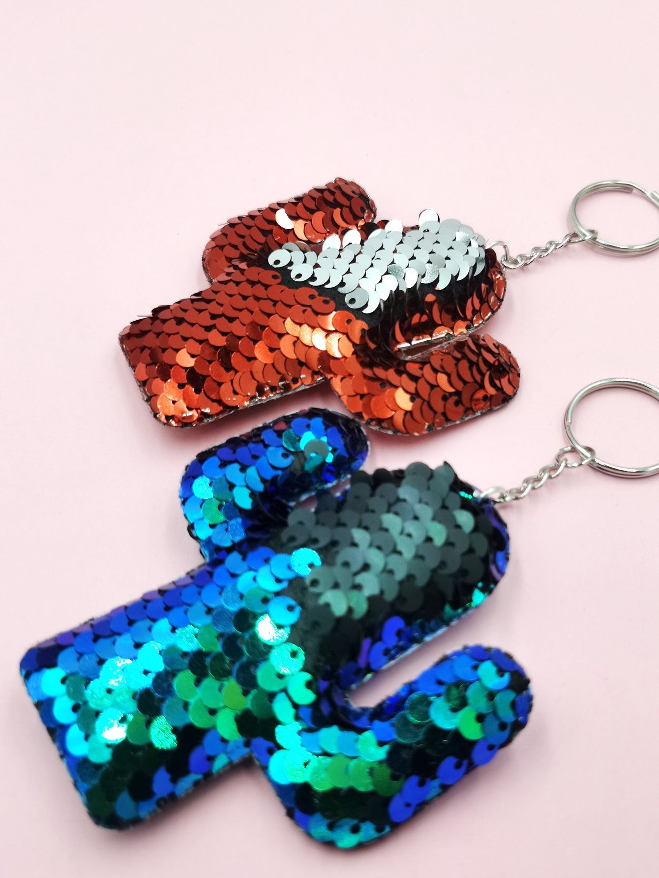 Wholesale PET Sequined Cactus Keychain Set of 6