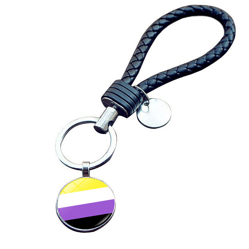 Venta al por mayor llavero gay de la bandera del arco iris de la aleación del cinc