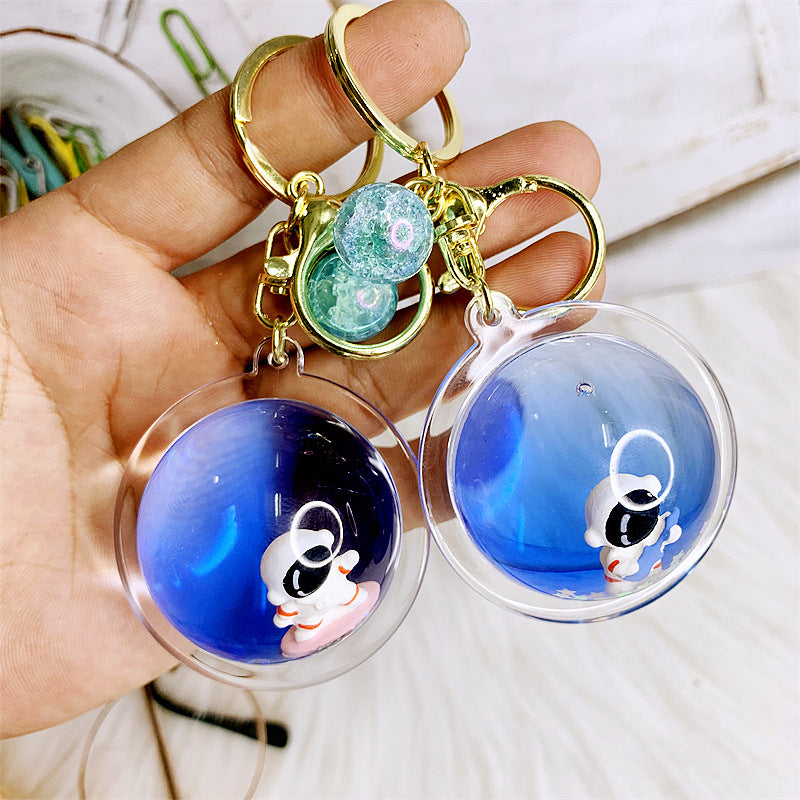 Wholesale Acrylic Oil-filled Floating Space Astronaut Creative Key Chain