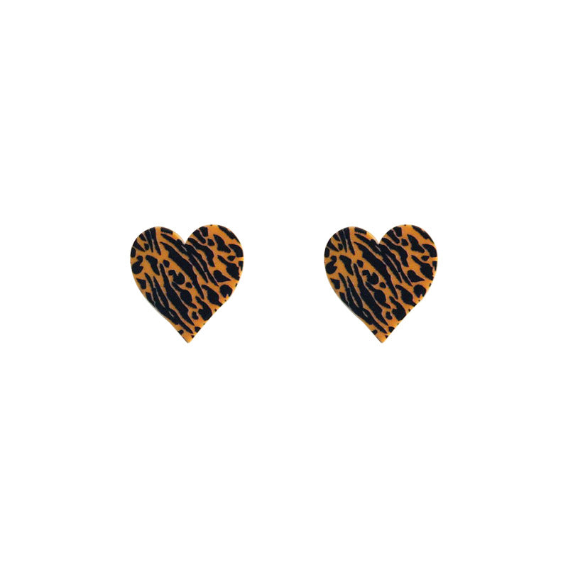 Wholesale Heart Shaped Leopard Print Zebra Print Cow Print Earrings Acrylic